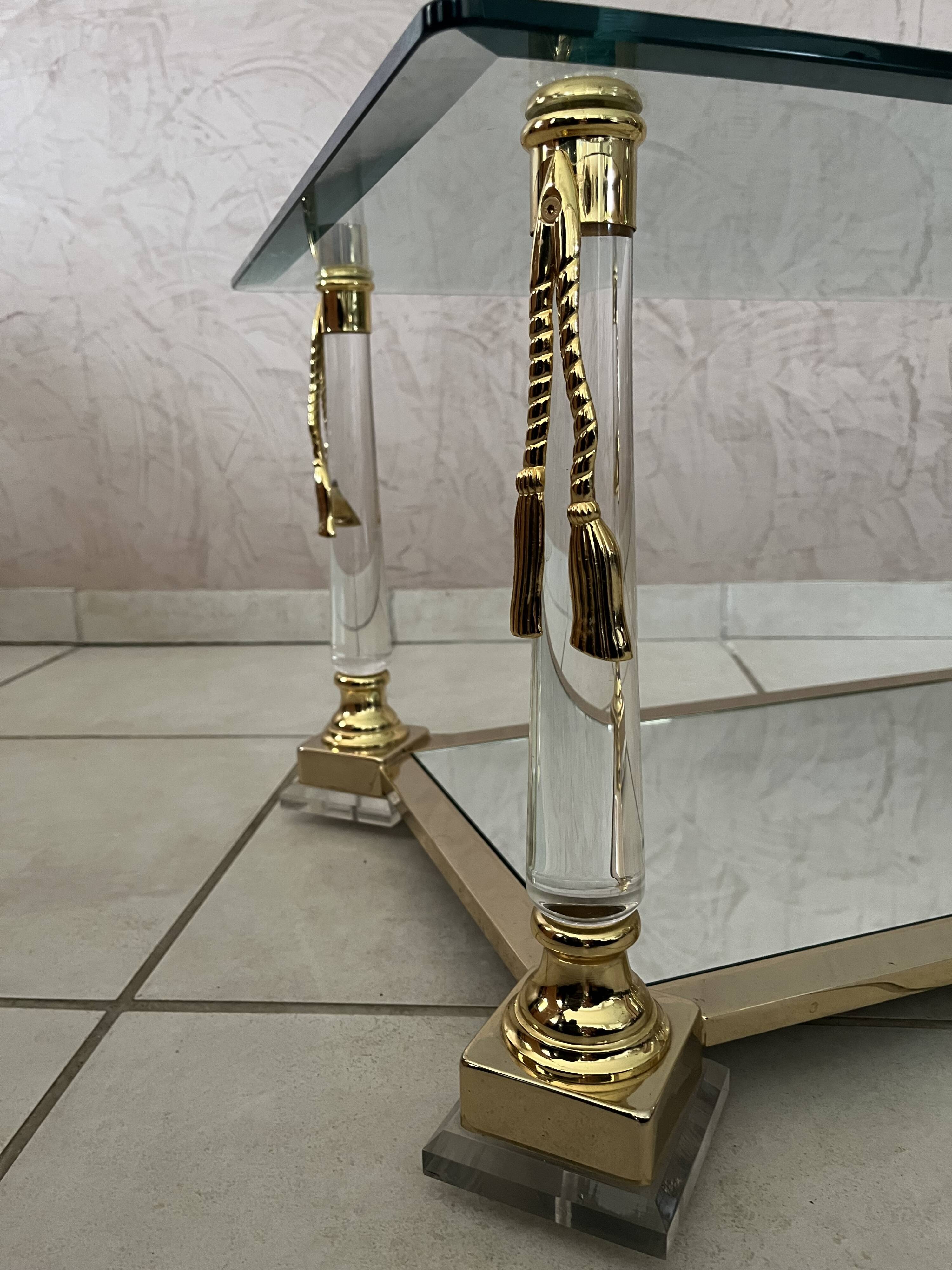 Hollywood Regency Glass Coffee Table