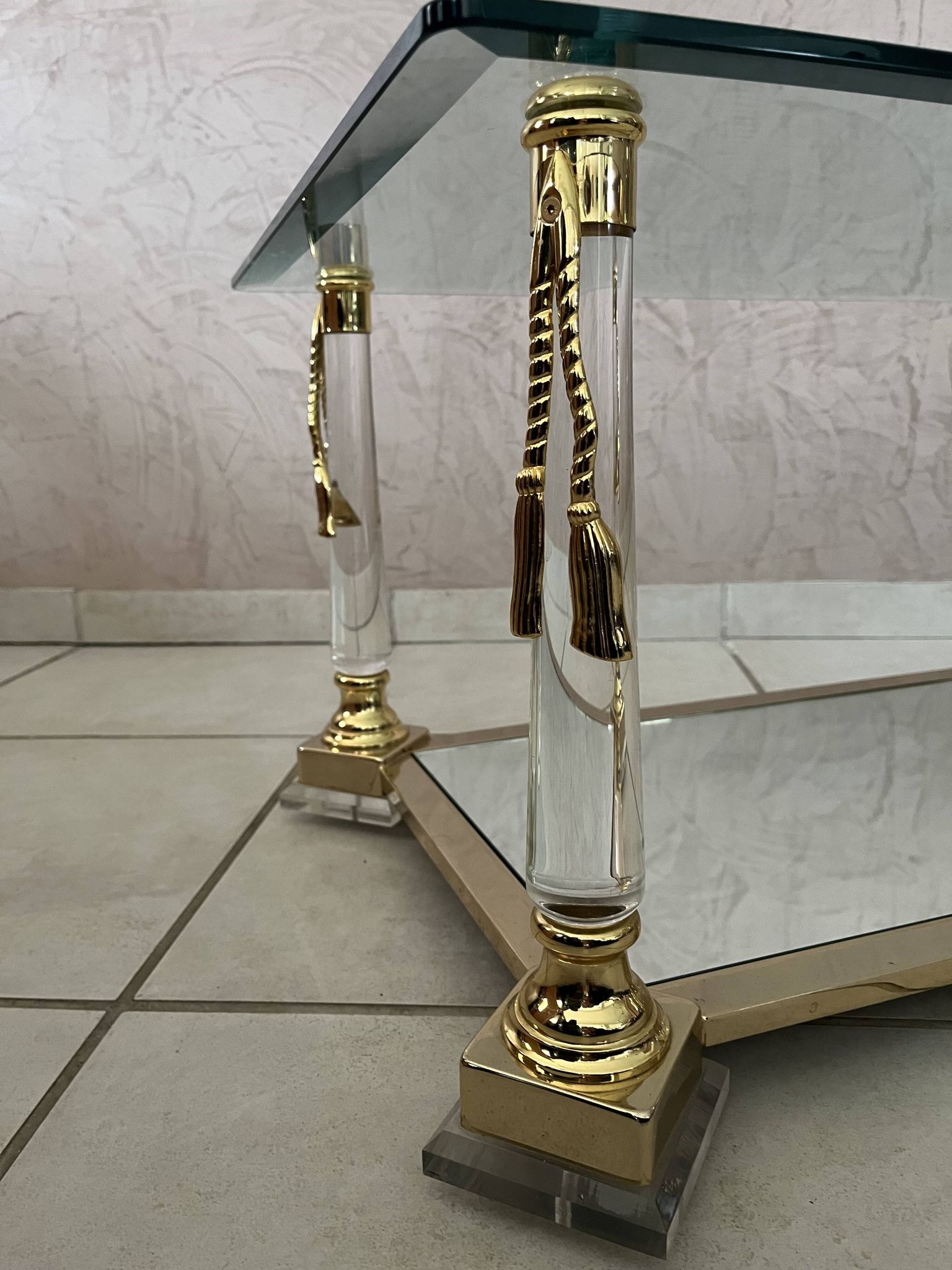 Hollywood Regency Glass Coffee Table