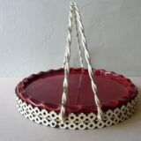 Serving tray in ceramic by Yvon Roy and metal from the 1950s