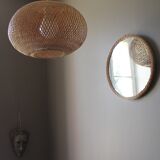 Vintage rattan mirror 28cm