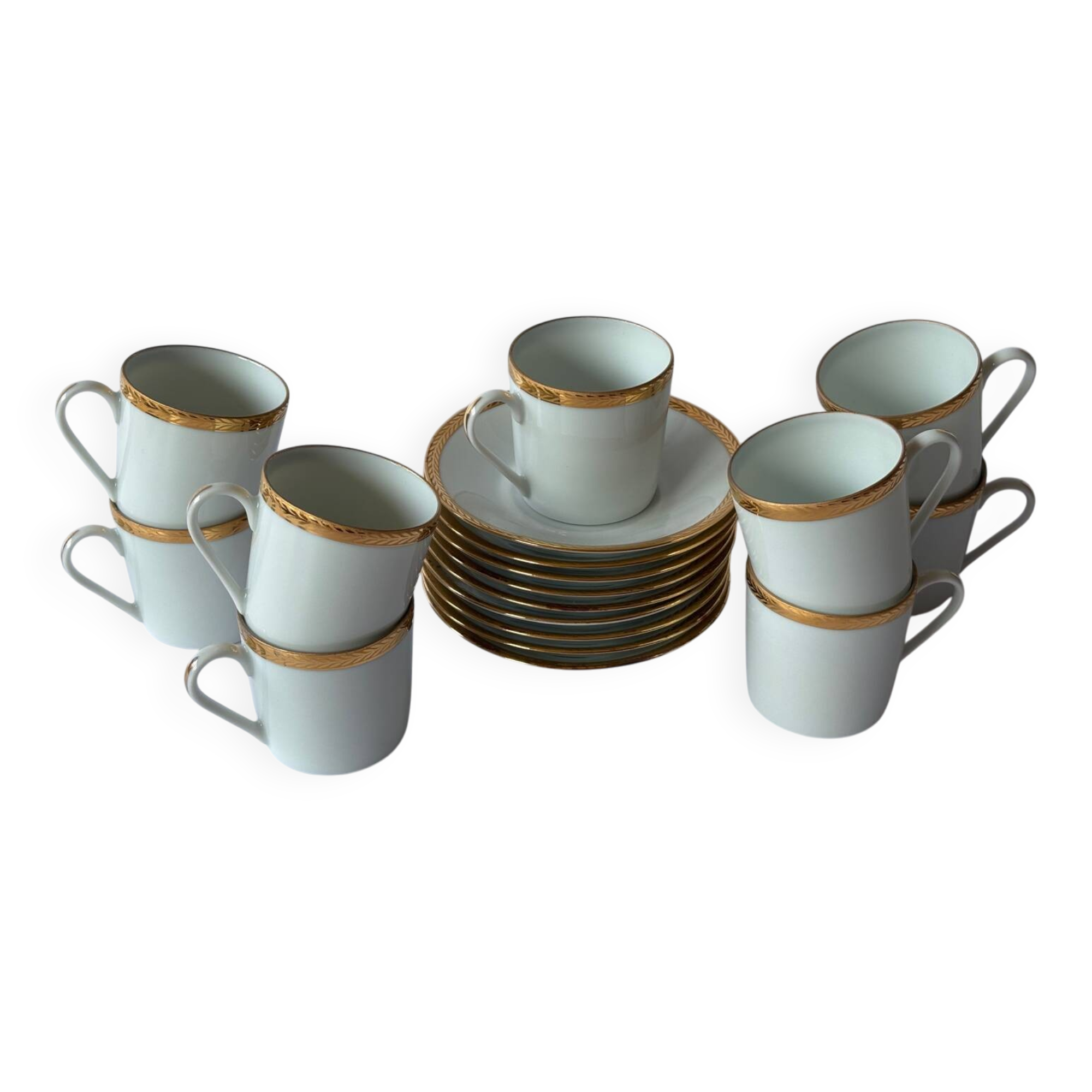 Limoges porcelain coffee service, gilded with gold leaf