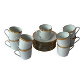 Service à café porcelaine de Limoges, doré à la feuille d’or
