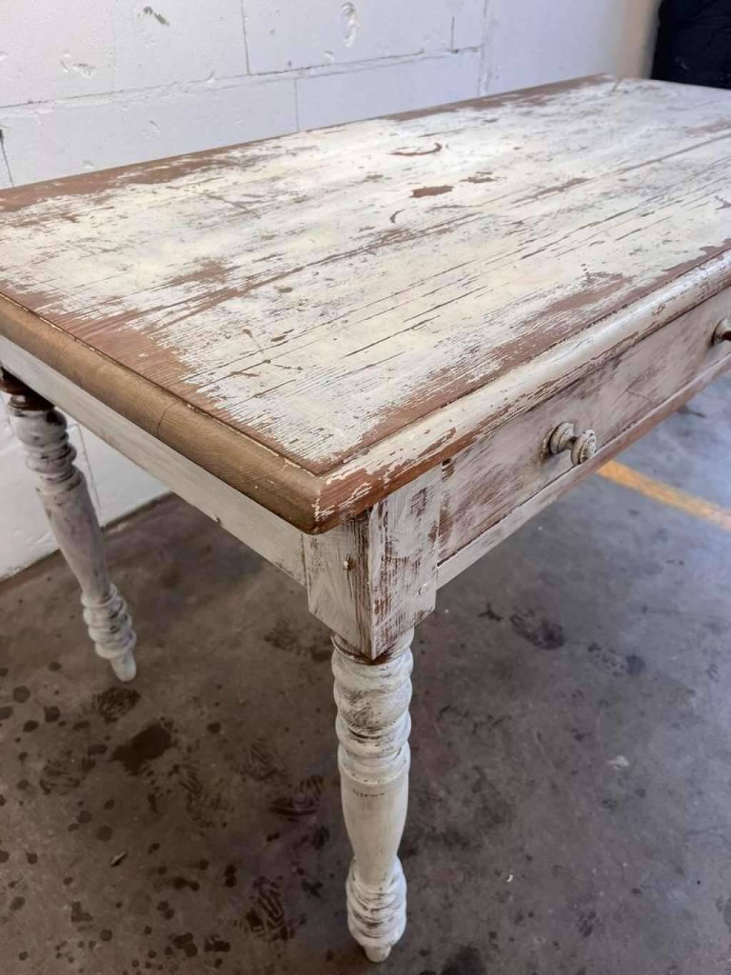 Brocante wooden farmhouse table / white / dining table