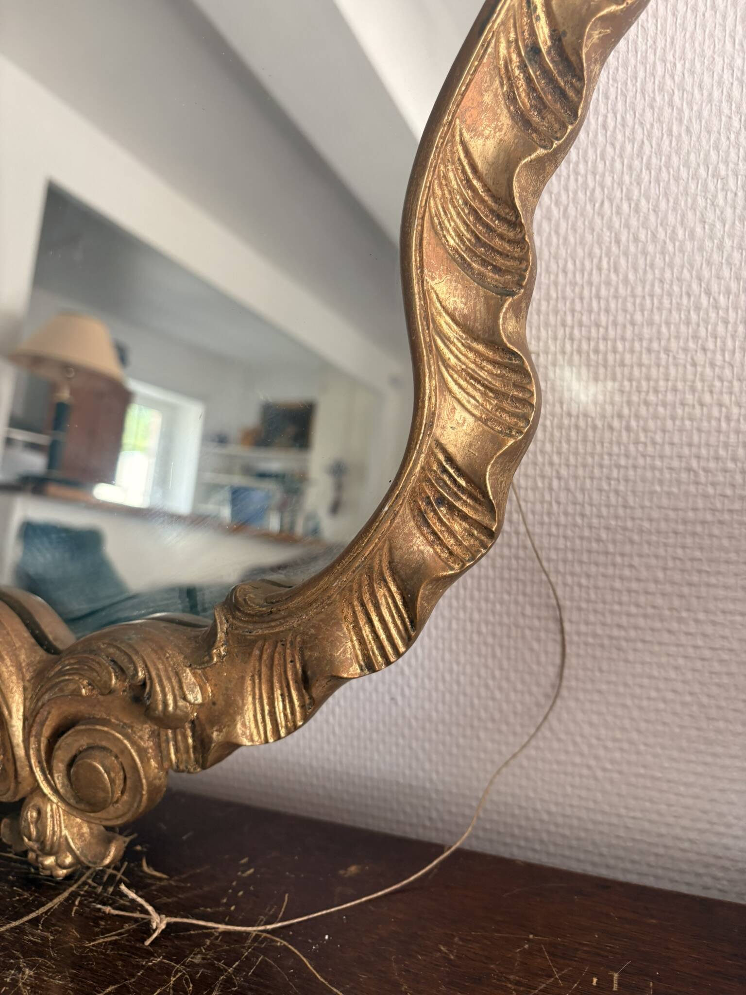 Antique Louis XV Rocaille Rococo Gilded Wall Mirror