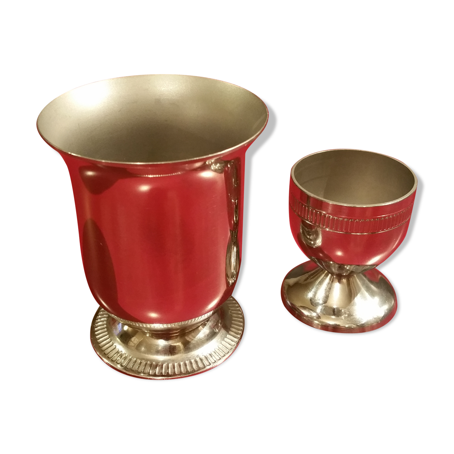 Cup and birth pewter egg Cup