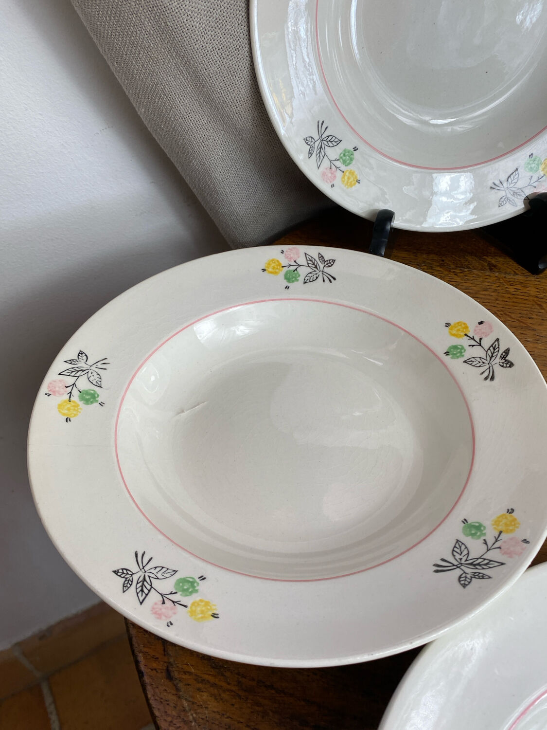 Shallow porcelain plates, Gien