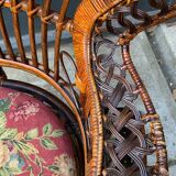 Fauteuil Emmanuelle rotin Peacock 1960