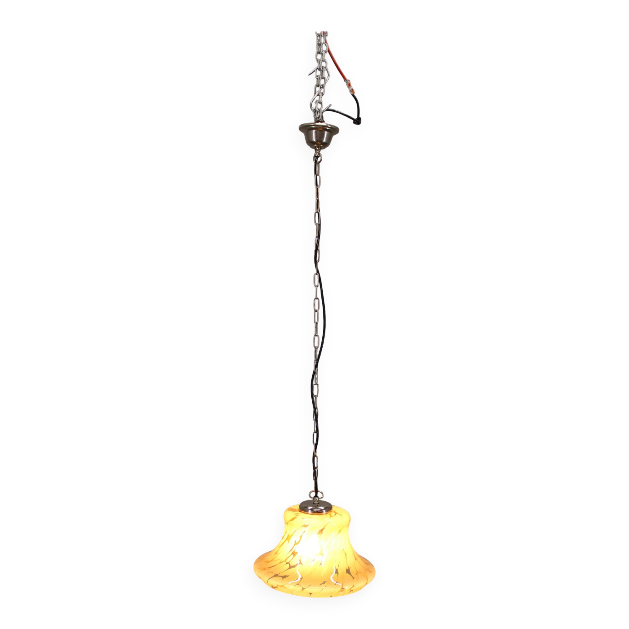 1970's Glass Pendant Light, Czechoslovakia