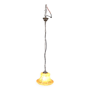 1970's Glass Pendant Light, Czechoslovakia