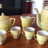 Service à café art déco porcelaine jaune nacré