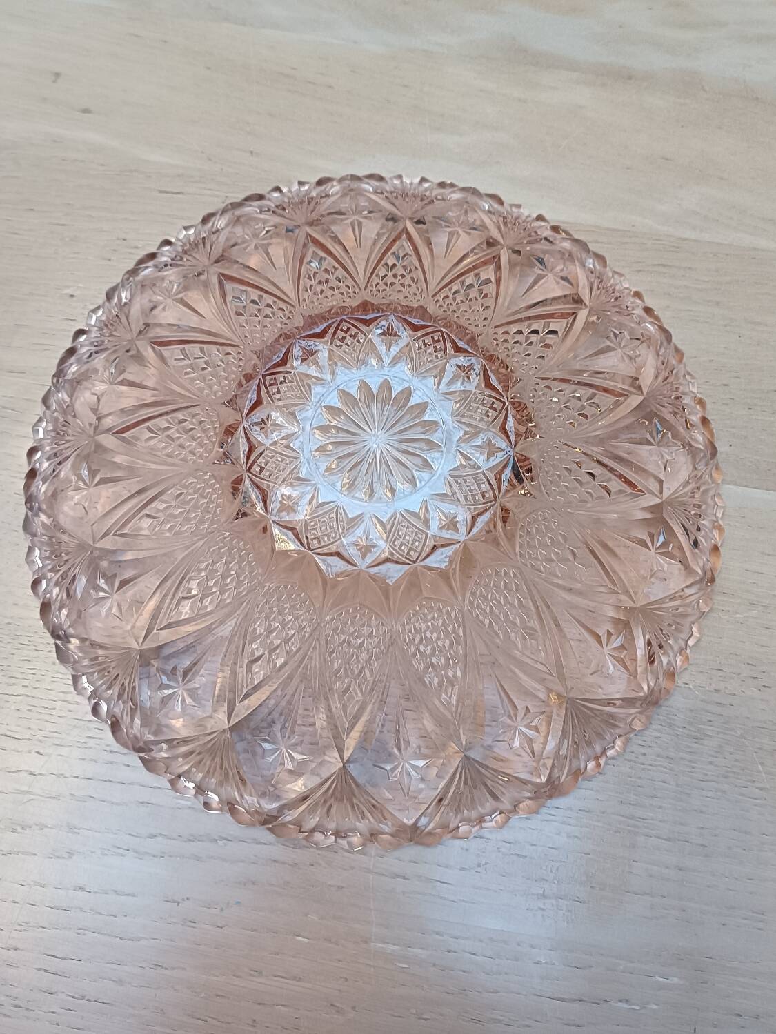 Grand plat Art déco verre rose