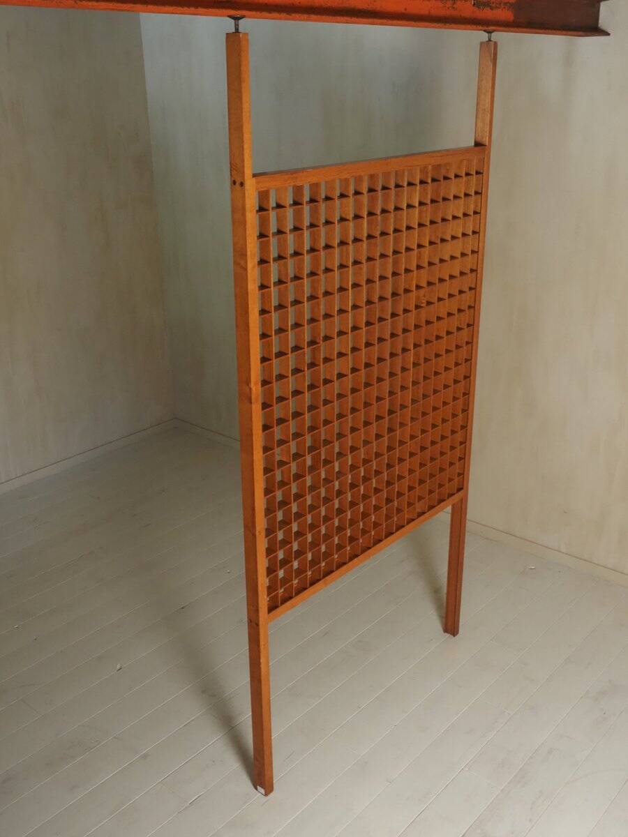 Wooden room divider with lattice design, 1960s