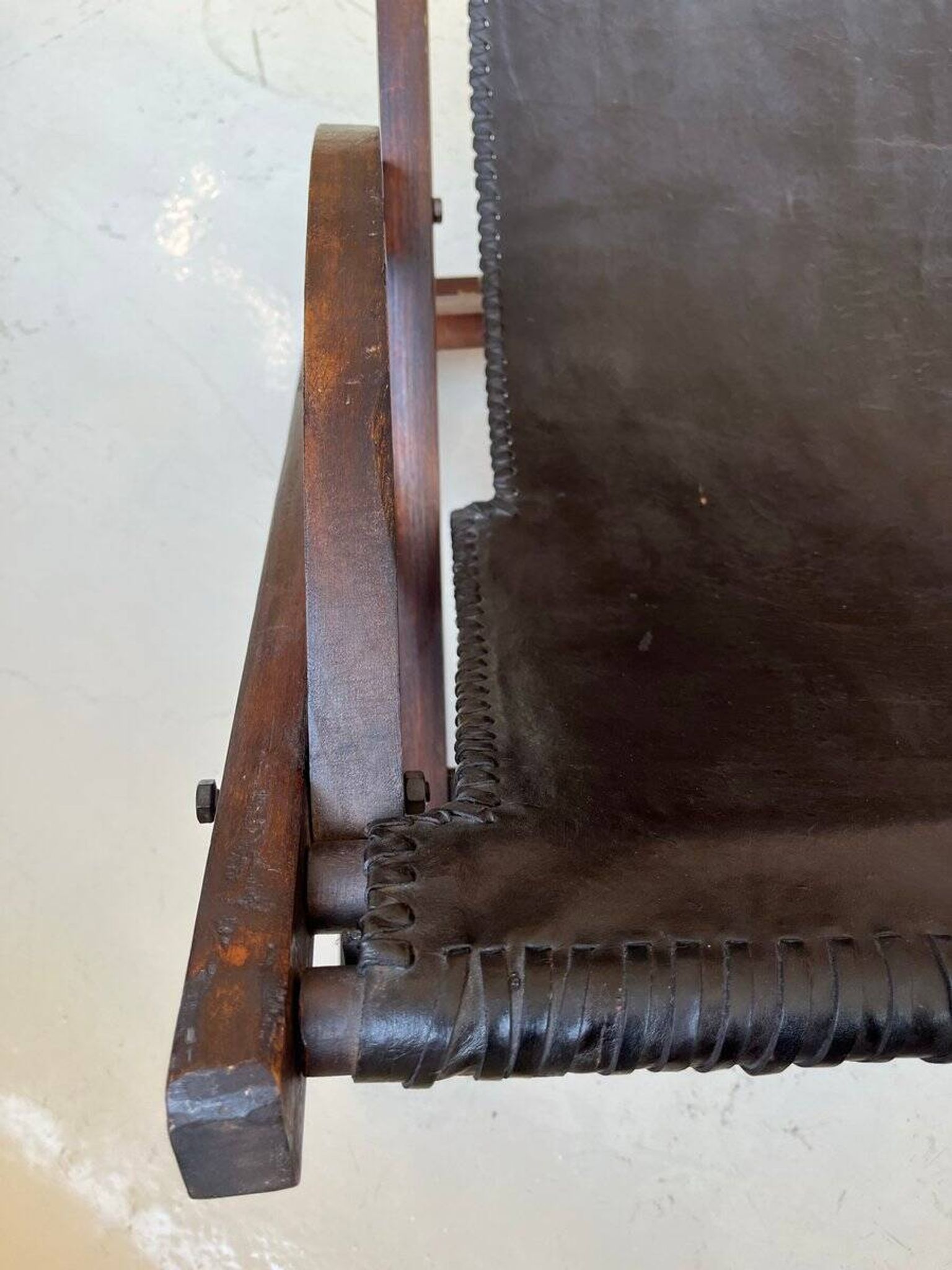 Vintage leather sling chair, 1980s