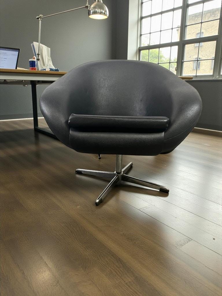 Vintage black armchair / lounge chair / 'Folke Jansson' armchair