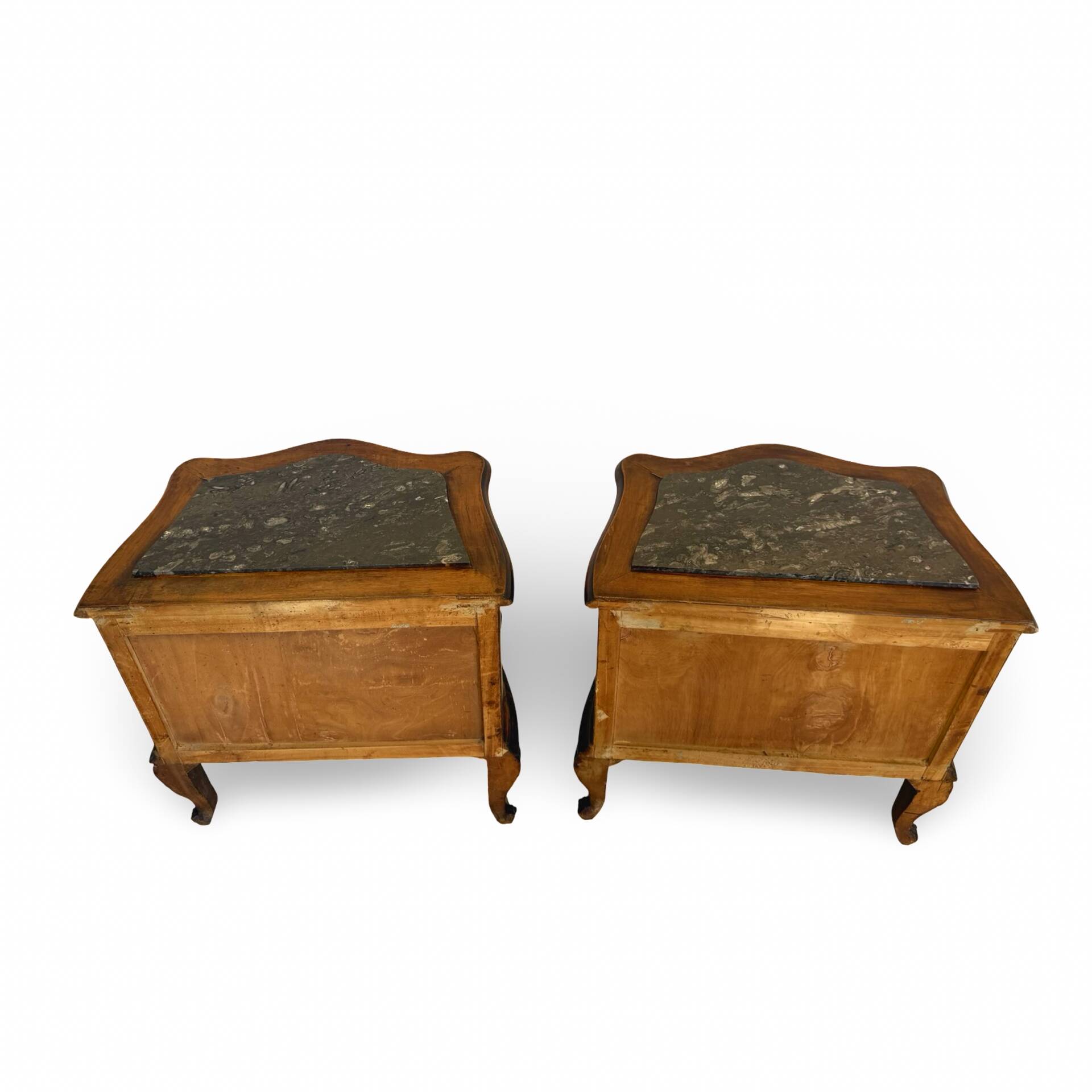 serpentine nightstands in walnut Art Deco
