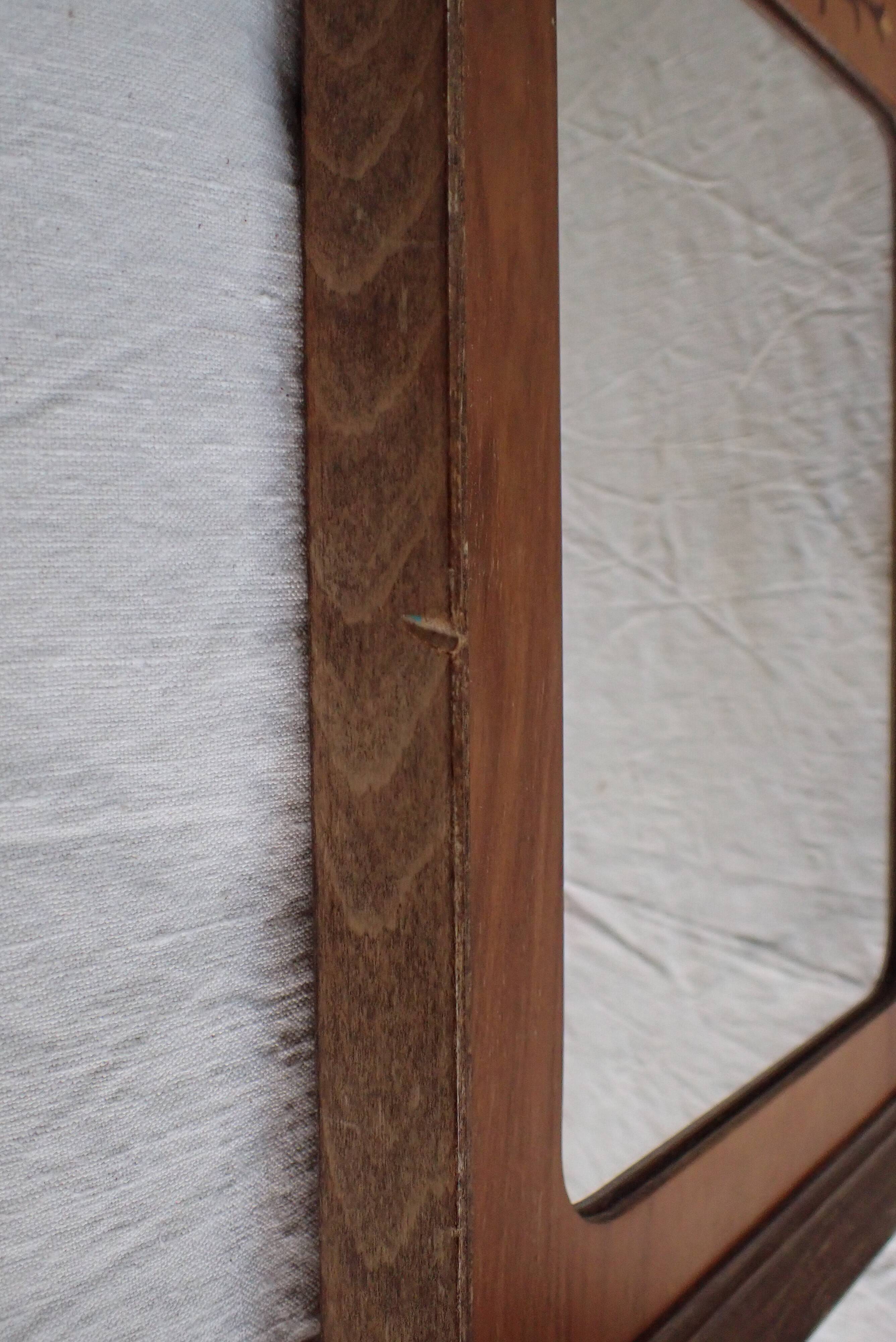 Vintage mirror with marquetry by cabinetmaker Paul Aumoine