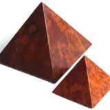 Two wooden pyramids with elm magnifying glass, 70s