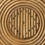 Pair of rattan tripod coffee tables 1950
