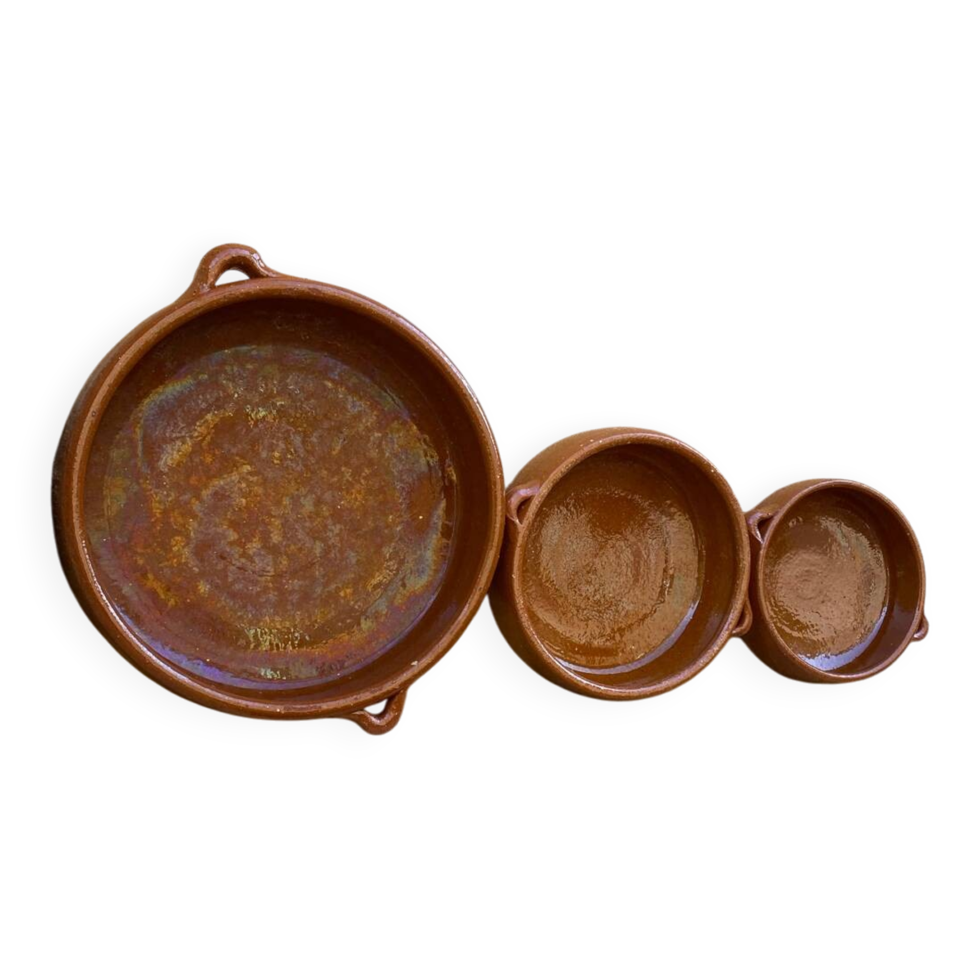 Ensemble de 3 plats en terre cuite