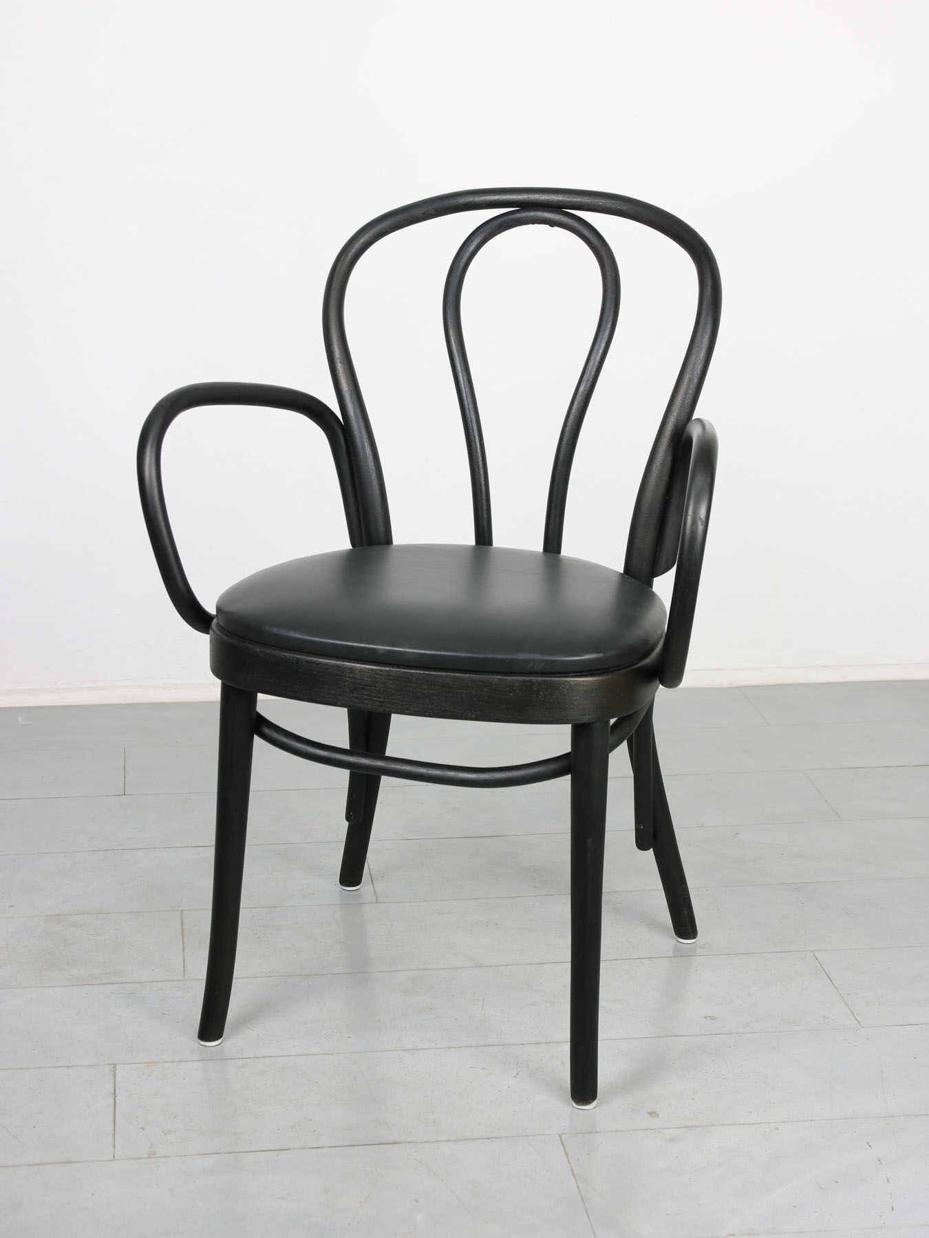 Black bentwood leather armchair