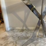 Glass and steel dining table