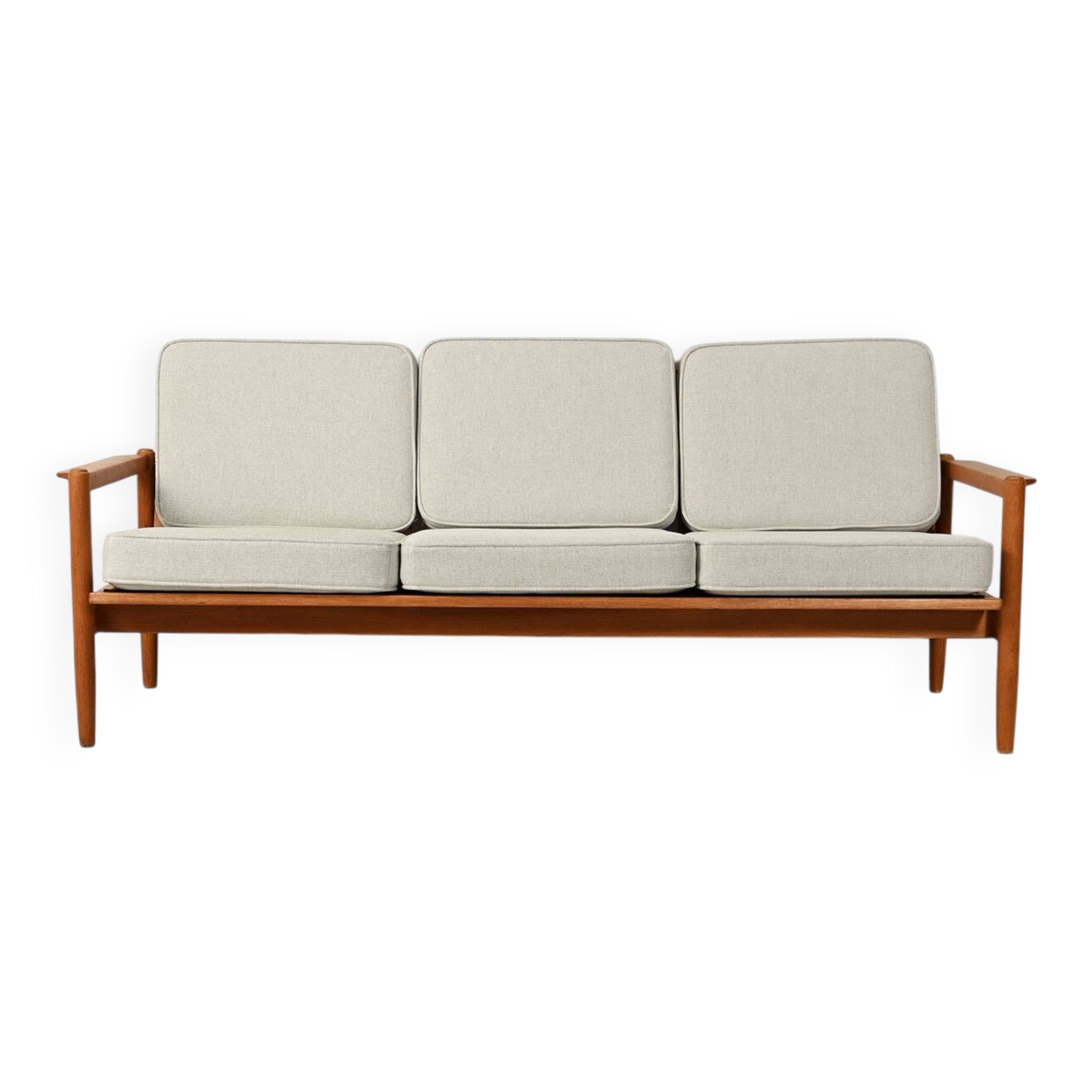 Scandinavian solid oak three-seater sofa, 1950s/60s