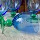 5 verres soufflés verts et bleus Ålhens vintage