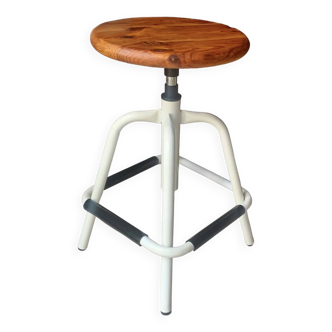 Tabouret industriel vintage pivotant et réglable en hauteur