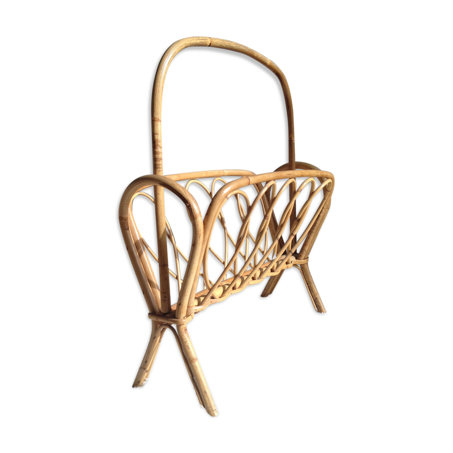 Rattan vintage magazine rack
