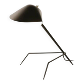 Serge Mouille tripod desk lamp, metallic finish table lamp.