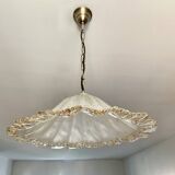 Suspension Murano frosted glass with orange splashes