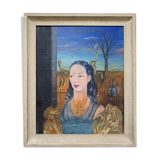 Table HSP 1947 Surrealism school signed Challs cf. Dali / Gala
