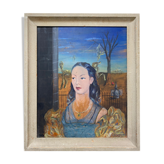 Table HSP 1947 Surrealism school signed Challs cf. Dali / Gala