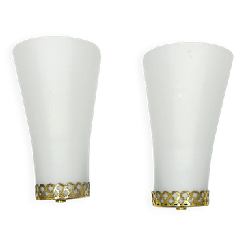 Pair of Doria Leuchten wall lamps, Hollywood Regency, Germany, 1970s.