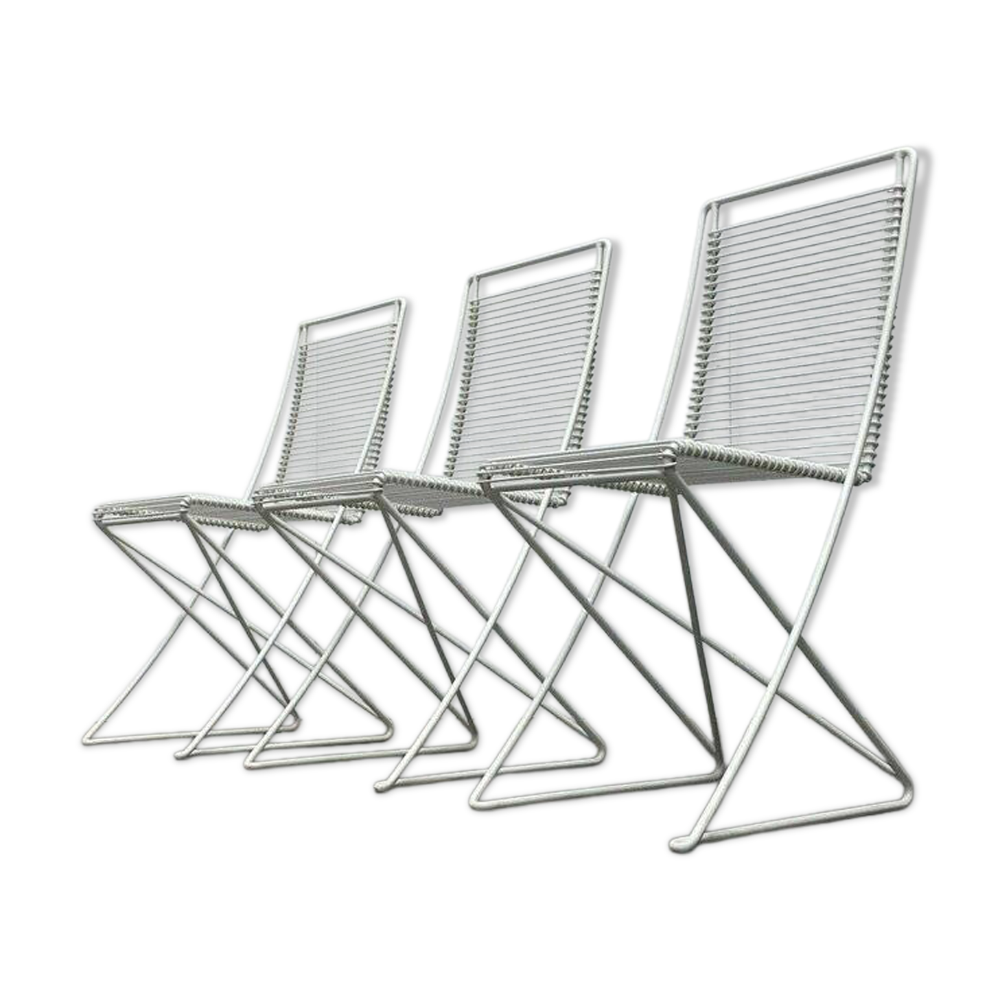 White postmodern Kreuzschwinger chairs by Till Behrens for Schlubach, 1980s, set of 3.