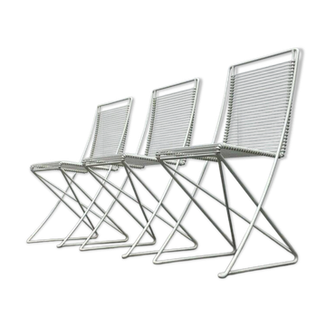 White postmodern Kreuzschwinger chairs by Till Behrens for Schlubach, 1980s, set of 3.