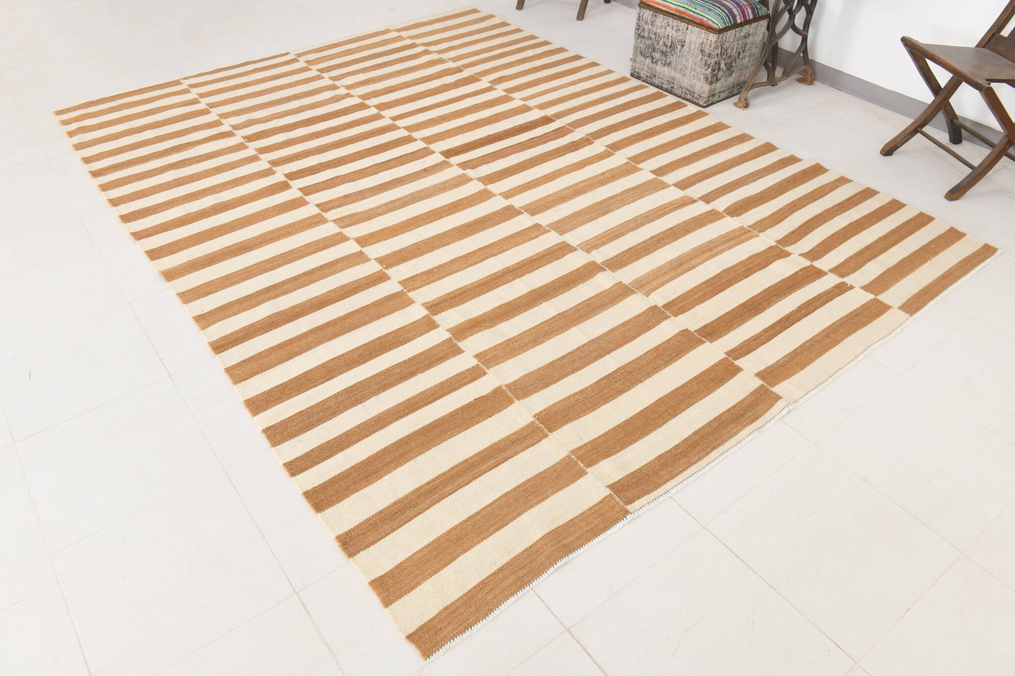 8x10 Beige & Bronze Contemporary Kilim Rug, 229x311Cm SK 35061