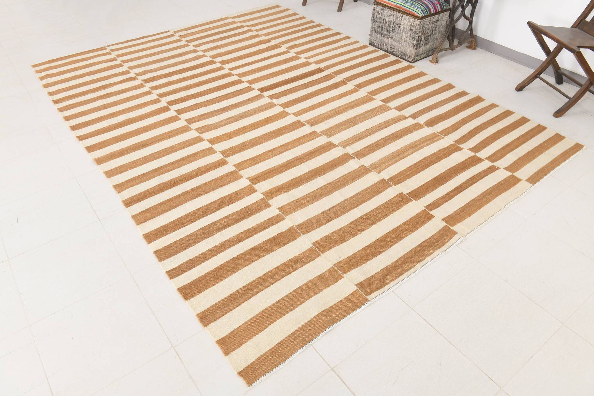 8x10 Beige & Bronze Contemporary Kilim Rug, 229x311Cm SK 35061