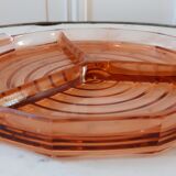 Plateau à compartiments en verre rose art déco