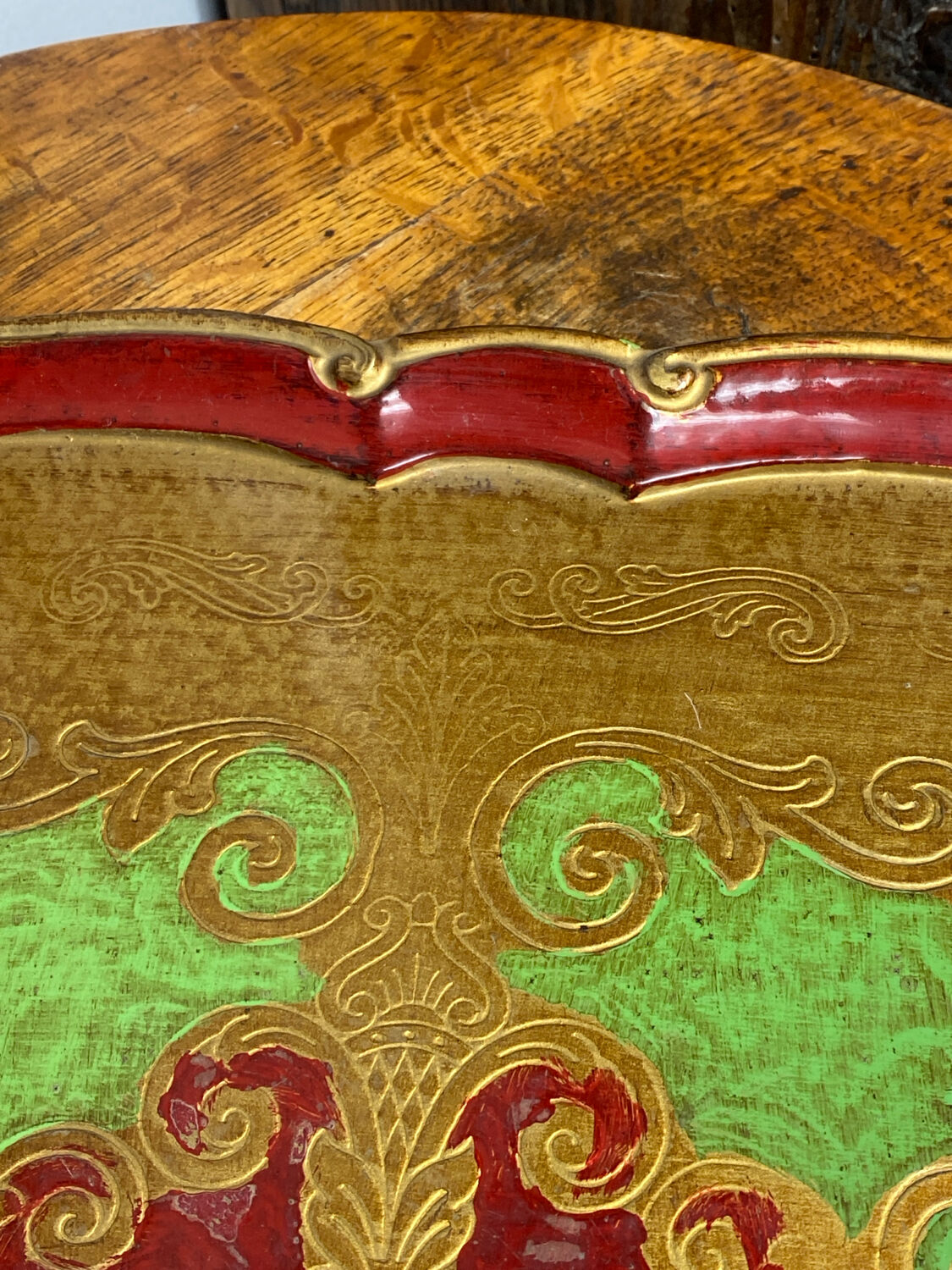 Grand plateau en bois florentin