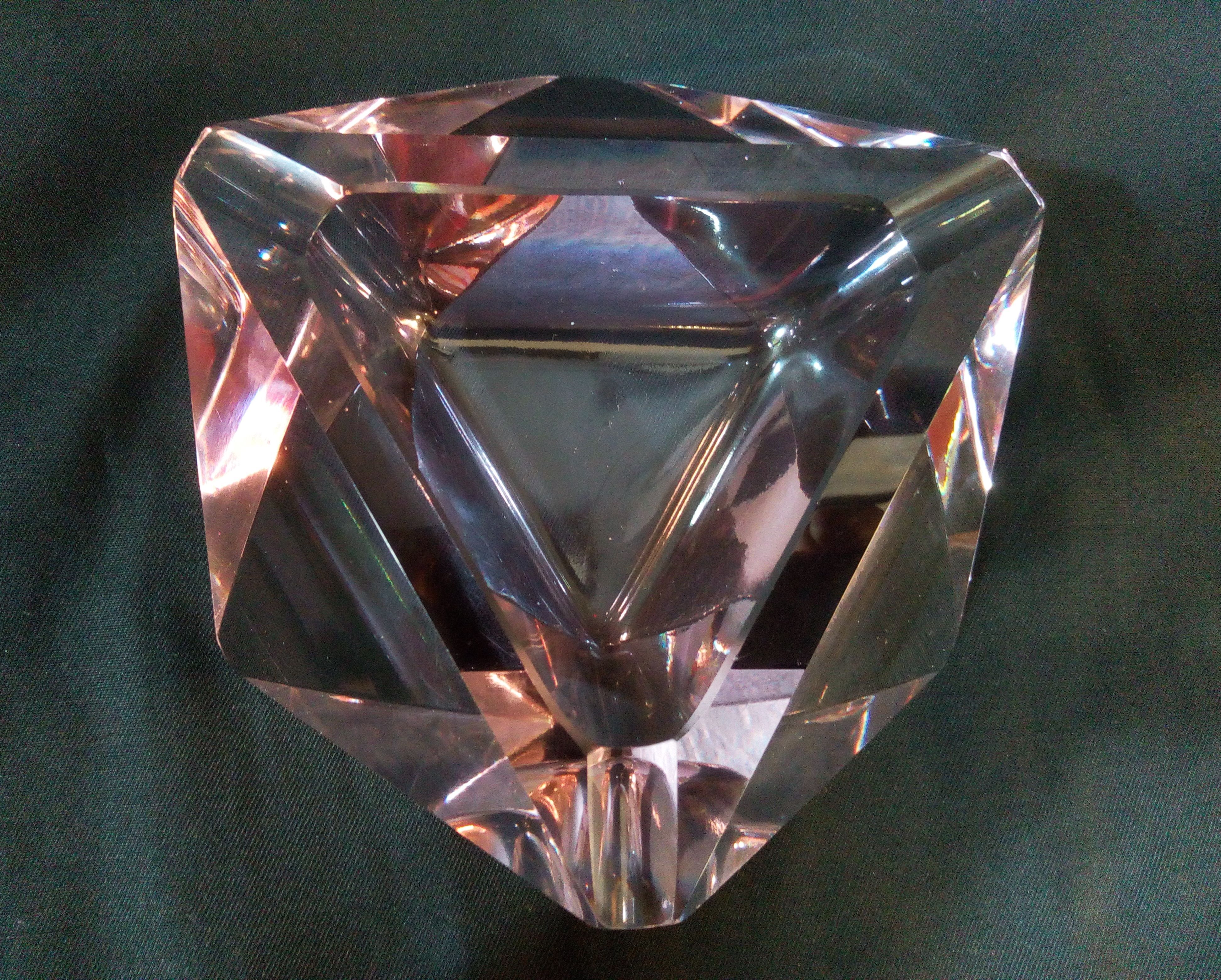 Murano glass multi-faceted ashtray, light purple colour