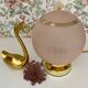 Vintage art deco globe table lamp in pink granite glass