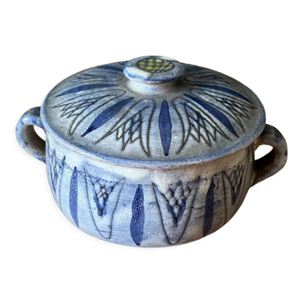 Pot couvert en céramique signé Le Triskel