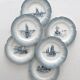 6 antique dessert plates in "Marine" faience from Orchies
