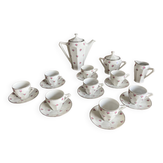 Service café thé 8 personnes porcelaine vintage Limosa Sainte Foy - Art déco