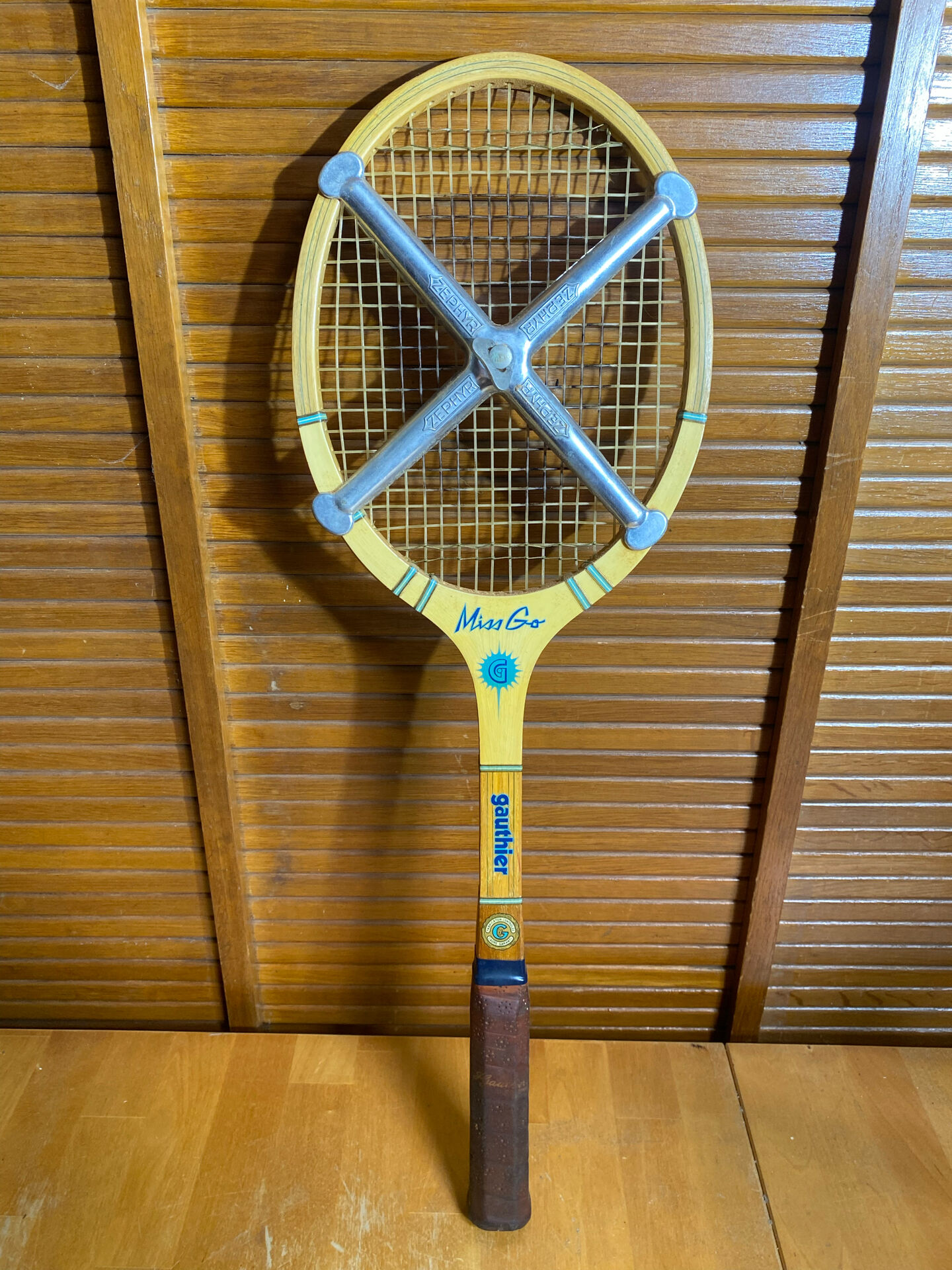 Vintage Tennis Racket GAUTHIER Miss Go Wood + Cover + Zephyr Vinta