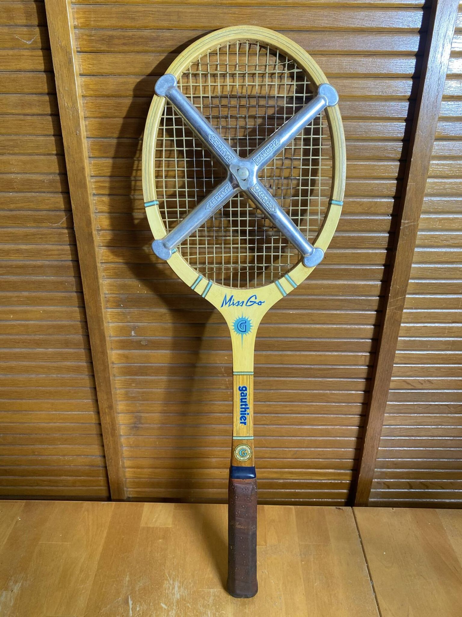 Vintage Tennis Racket GAUTHIER Miss Go Wood + Cover + Zephyr Vinta