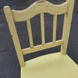 Pair of wooden and yellow formica chairs