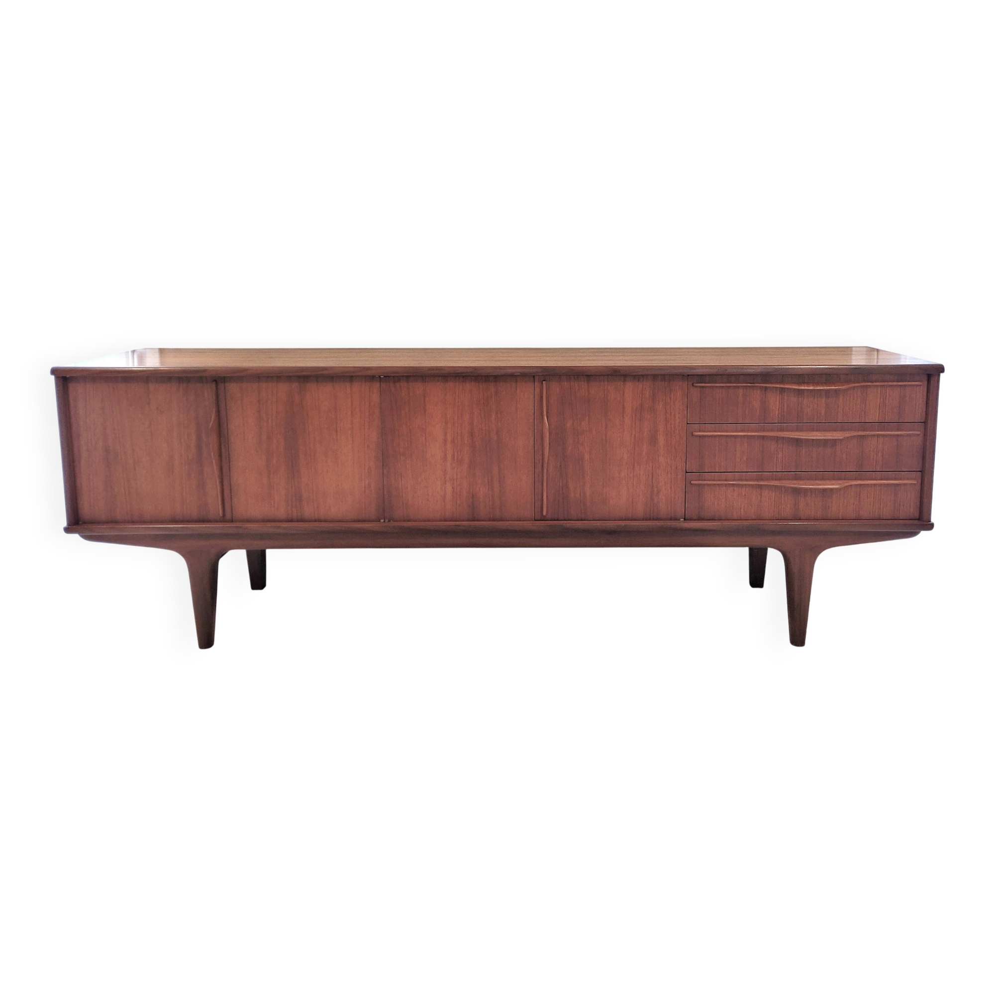 Scandinavian enfilade design in teak from the late 1960s.