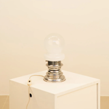 Lampe en chrome & verre opaque 70's